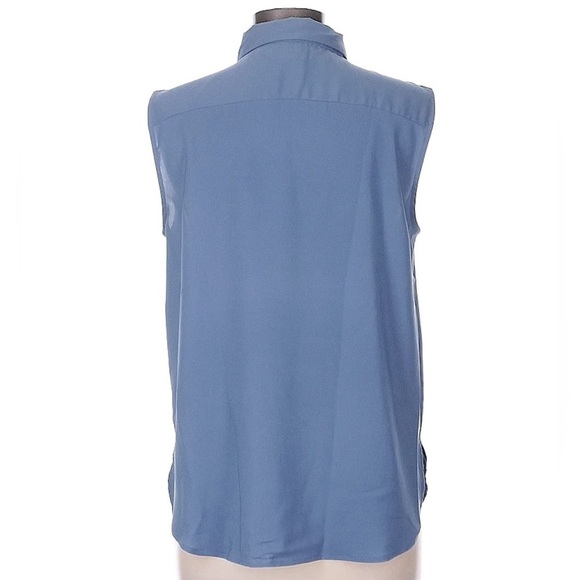 ANN TAYLOR • Women’s Blue Shirred Sleeveless Shirt Top Blouse - Picture 6 of 9
